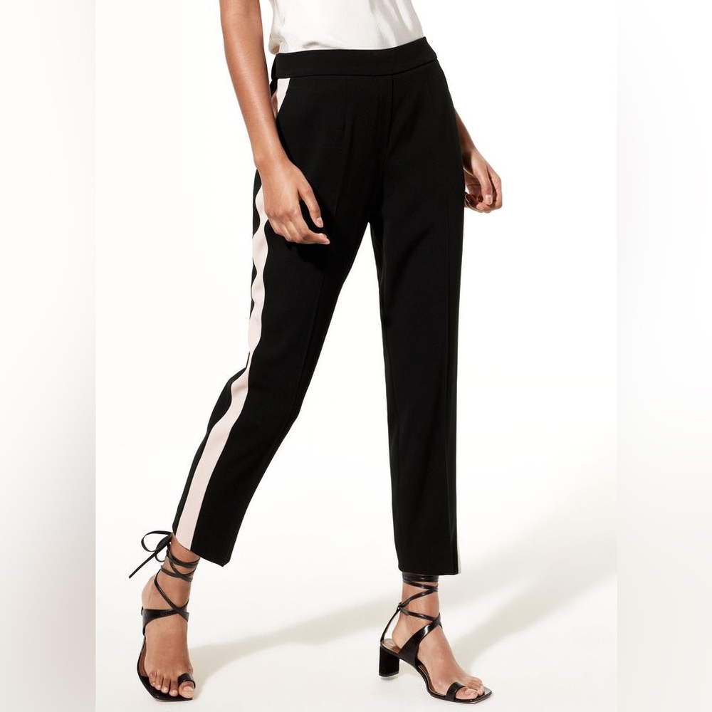 Babaton Black Trousers with Pink Stripes